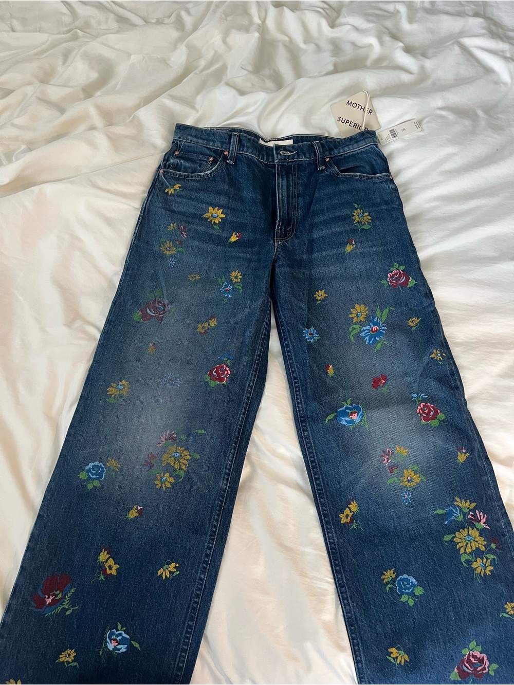 Mother The Rerun Zip Sneak High-Rise Wide-Leg in Field of Flowers - Picture 3 of 8